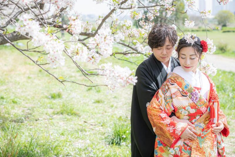 多摩川河川敷での桜ロケーションフォト*