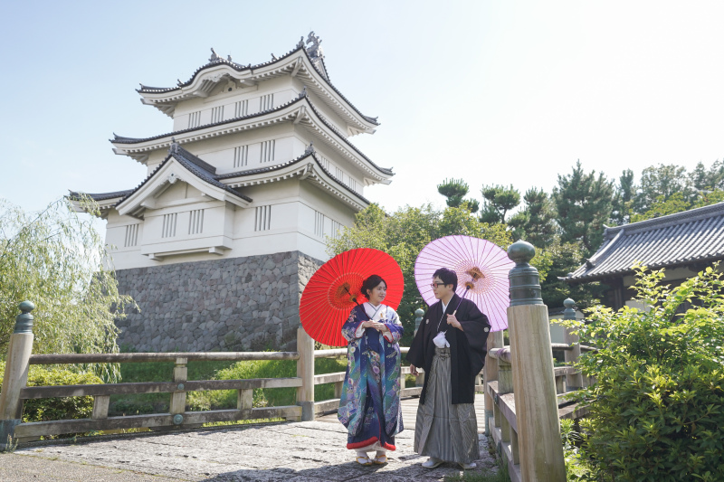 真っ白なお城と撮影