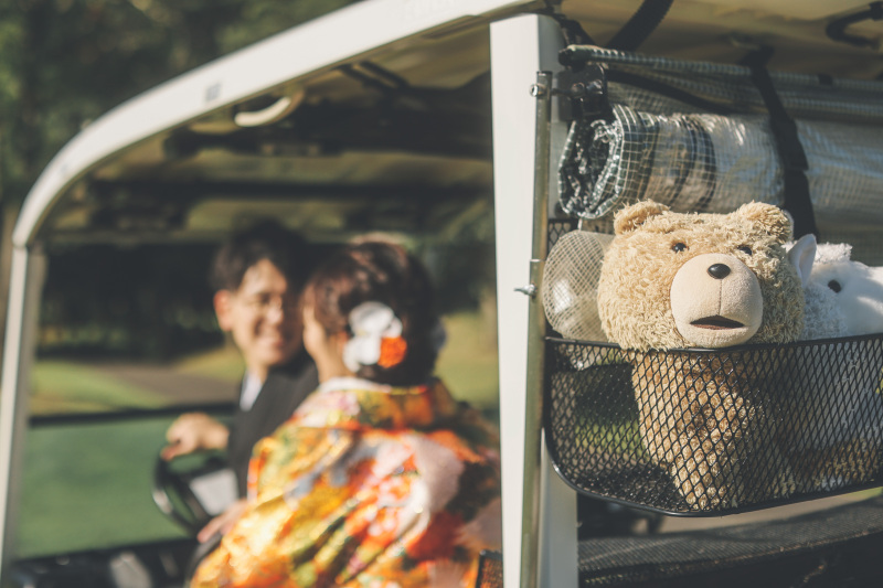 ゴルフカートにて