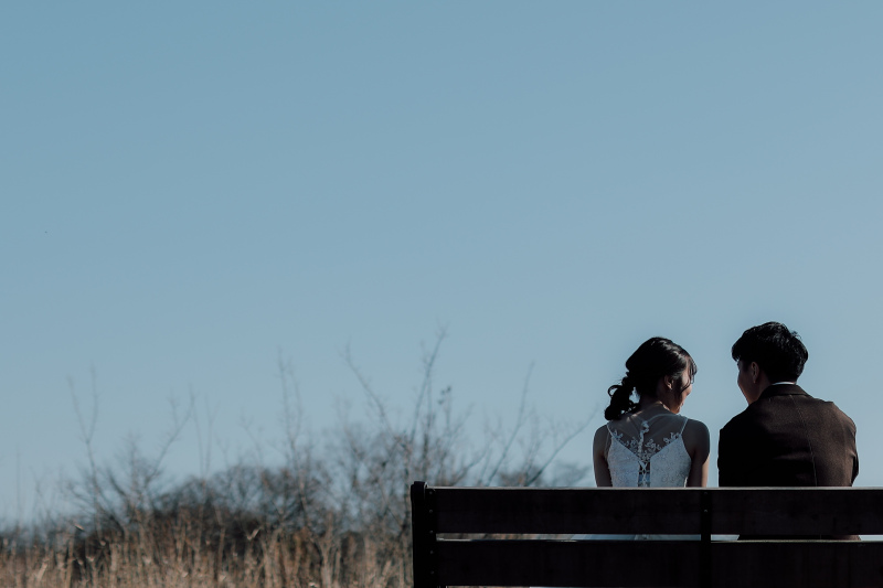 ベンチで仲良く