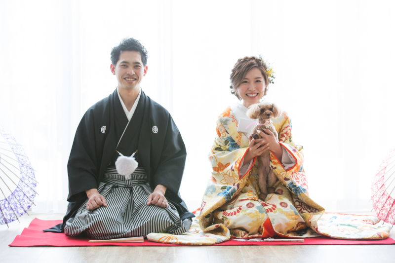 わんちゃんと一緒に撮影も