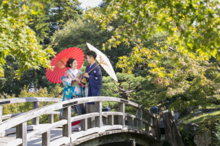 玄宮園にて、和装撮影