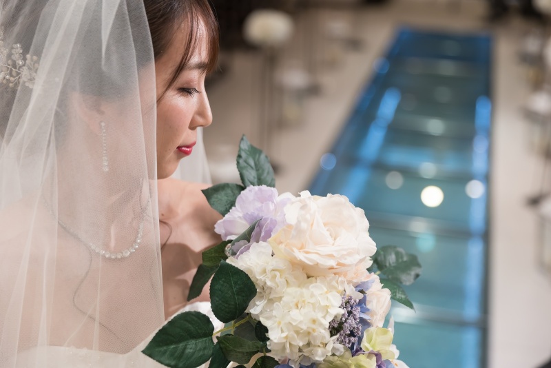 お母様手作りのブーケと一緒に