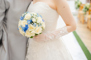 生花ブーケでの撮影