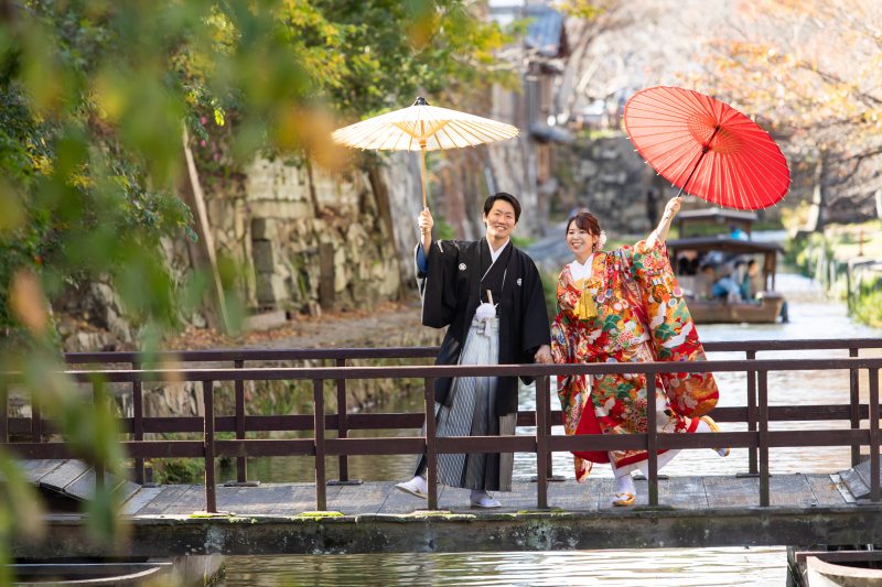 古風な町並みで