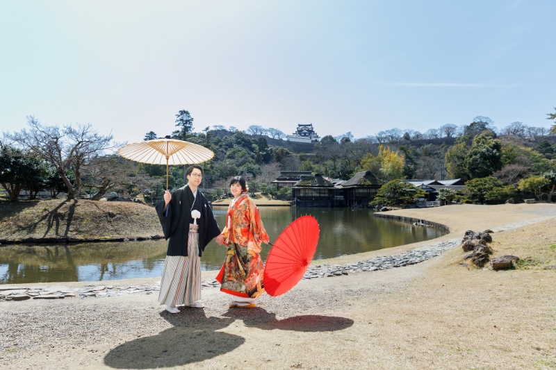 国宝彦根城をバックに◎