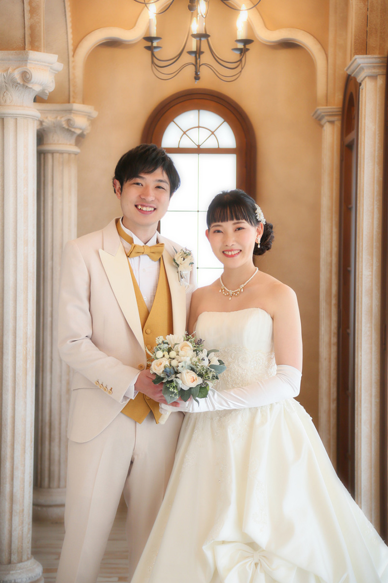 ブーケを持って…