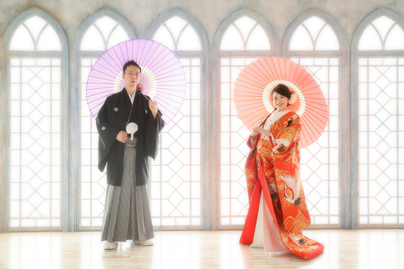 番傘でこれからのお二人の幸せを願って♡