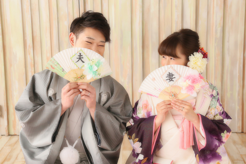 お揃いの扇子で♡