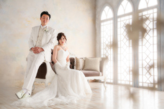 スタジオでウェディング撮影