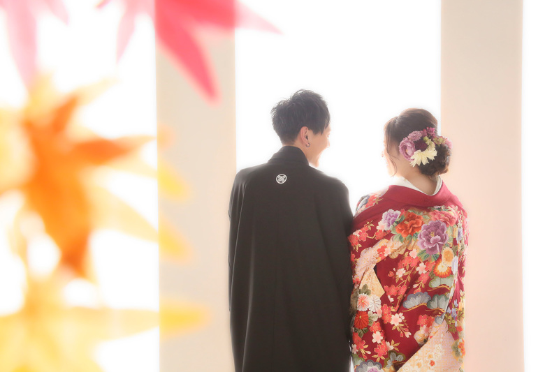 紅葉に囲まれて