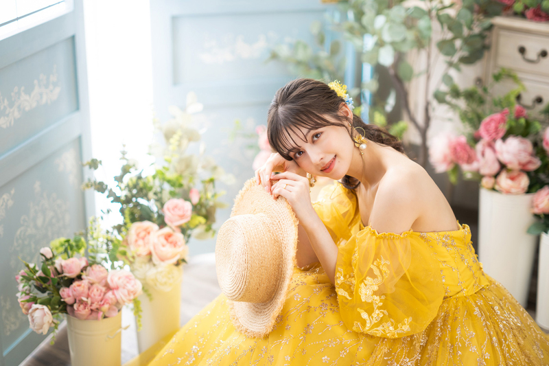 【春限定！】フラワーブースで和洋装2着で撮影◆美肌修整付全データ100カット・スマホデータ1カット・ウェルカムボード付