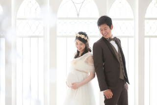 【マタニティウェディング】マタニティ対応の和洋装2着で撮影！全データ100カット・ムービー◆美肌修整付