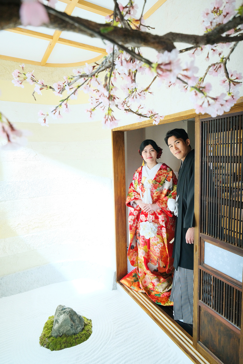 箱庭枯山水と桜