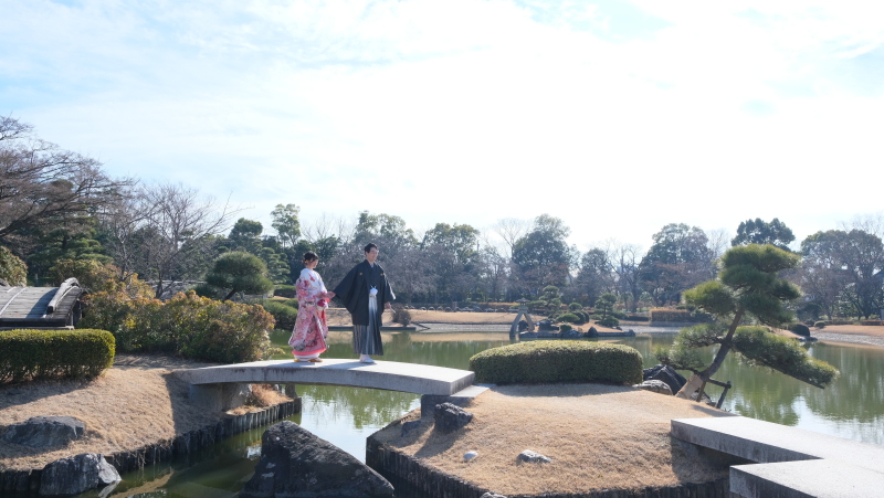 冬の日本庭園/池