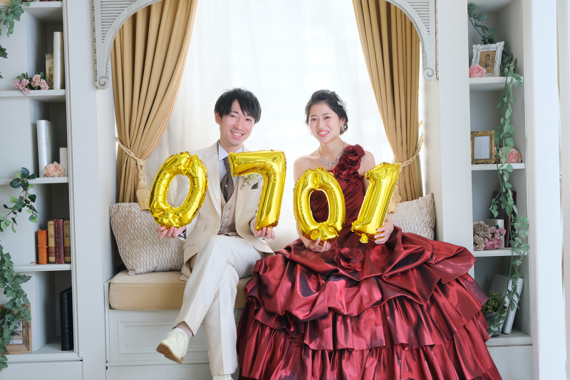 結婚記念日のバルーンと