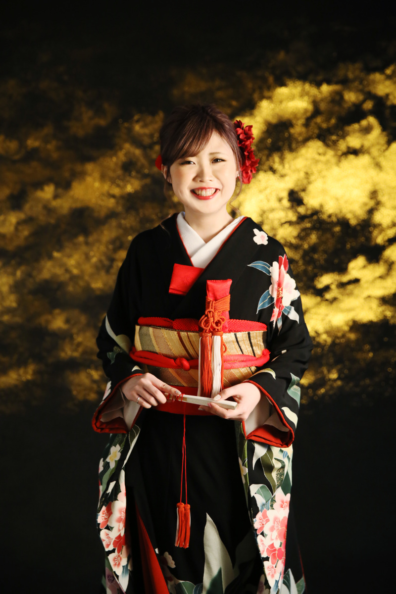 黒引き振袖ショット♡