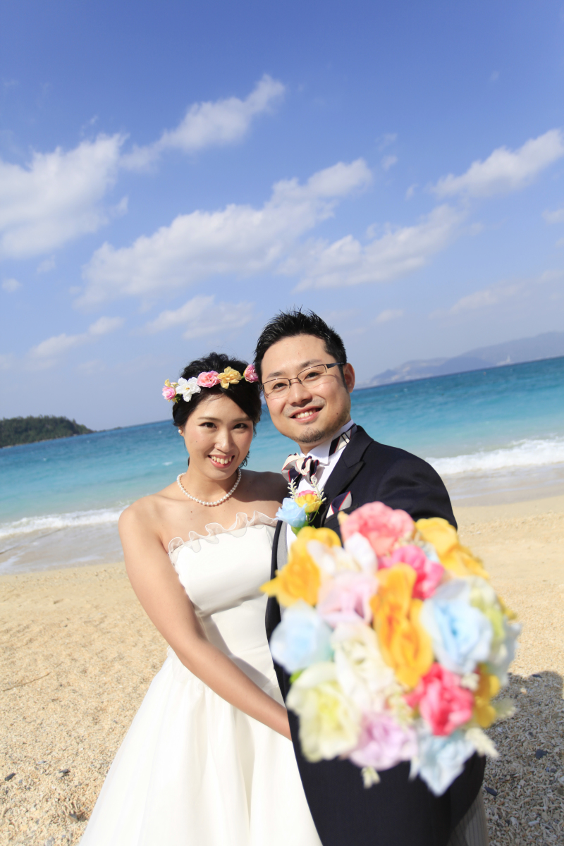 夏を感じる色合いブーケで写真をもっとオシャレに