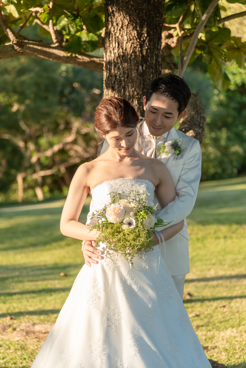 グリーンをバックに