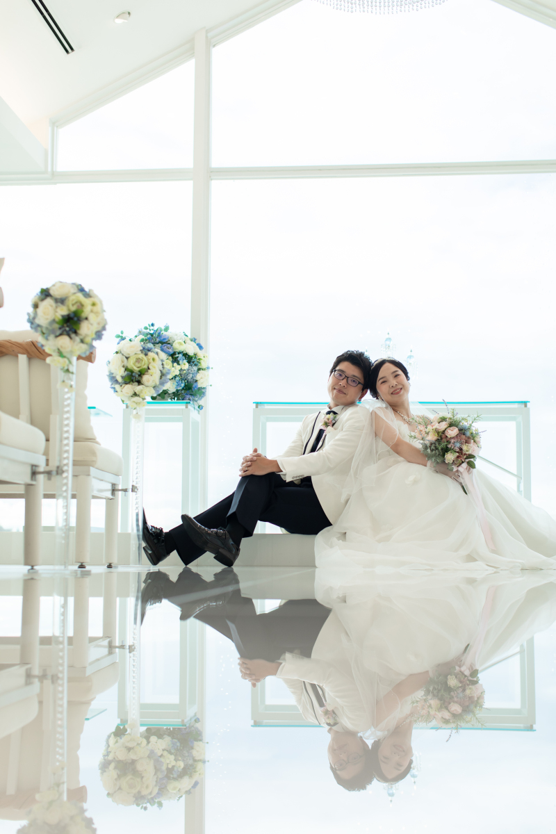 バージンロードに映るおふたり