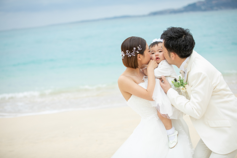 ビーチでウェディングフォト&ファミリーフォト♪