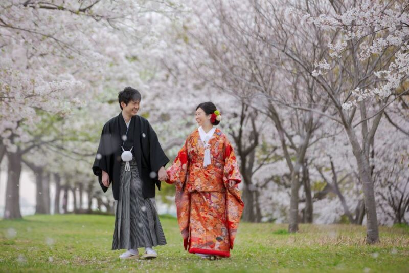 桜が舞う中で♪