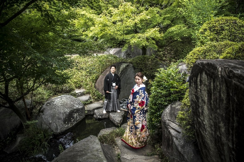 目白庭園の見どころのひとつ滝でも♪