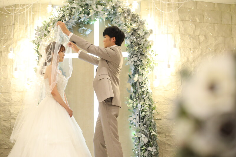 ベールアップのシーンも