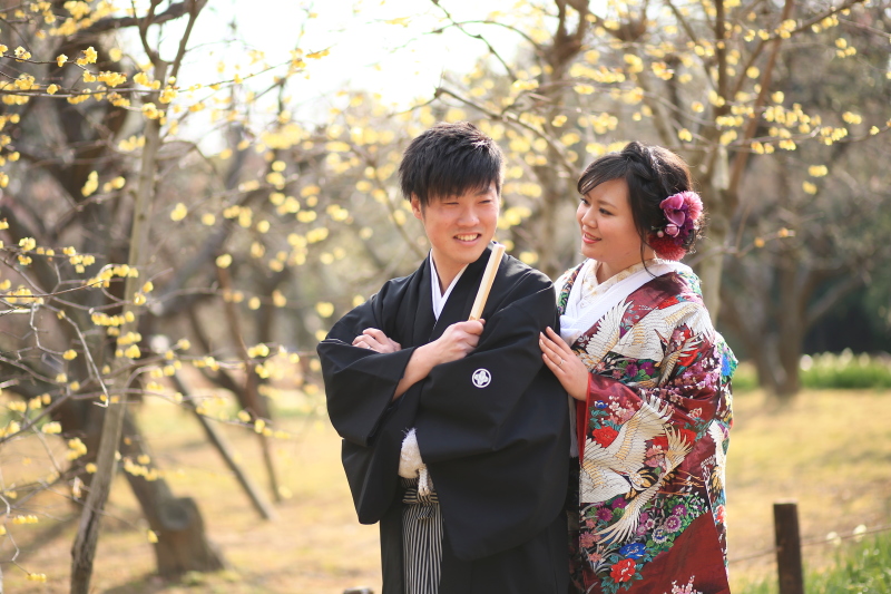 まずは和装で後楽園へ！