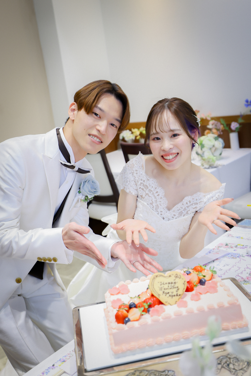 桜ケーキでケーキカット！