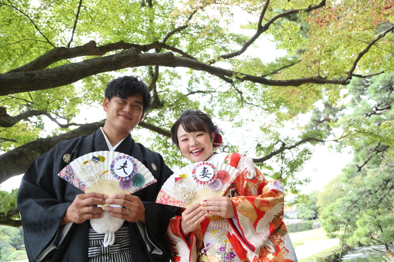 手作りの扇子で♡