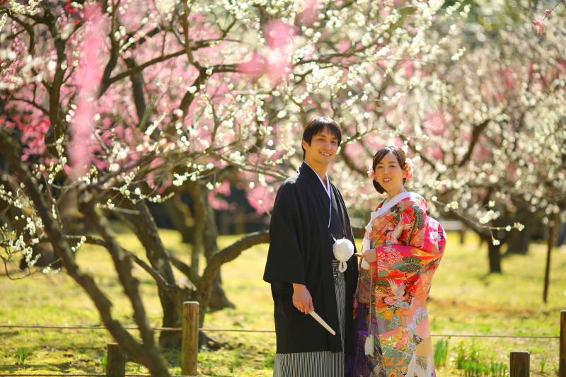 梅の花に囲まれて。