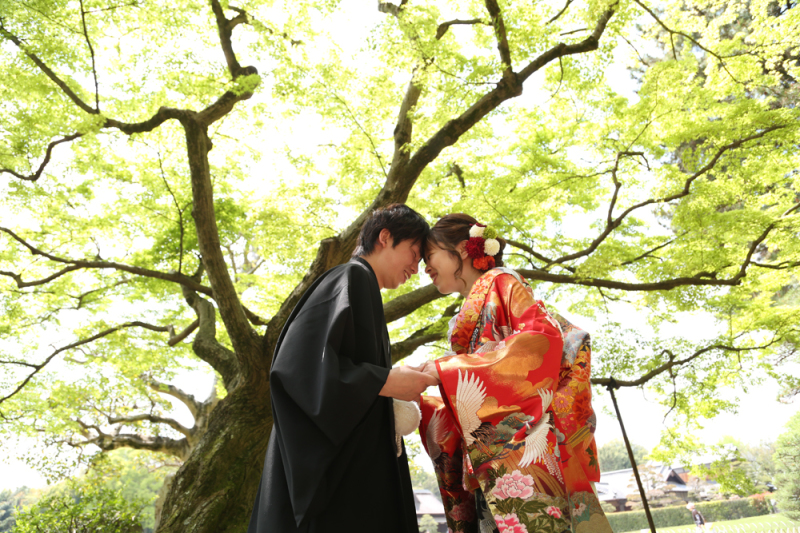 新緑の時期に後楽園で前撮り♪