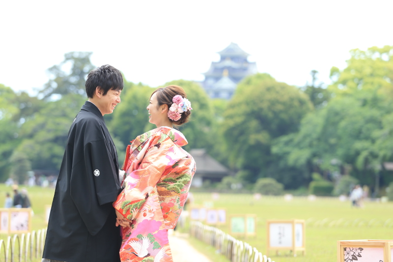 岡山城をバックに♪