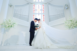 結婚式場のチャペルで撮影が可能♩