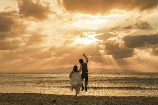 ビーチ、サンセット