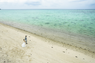 ビーチ、ウォーターイン、ドローンフォト