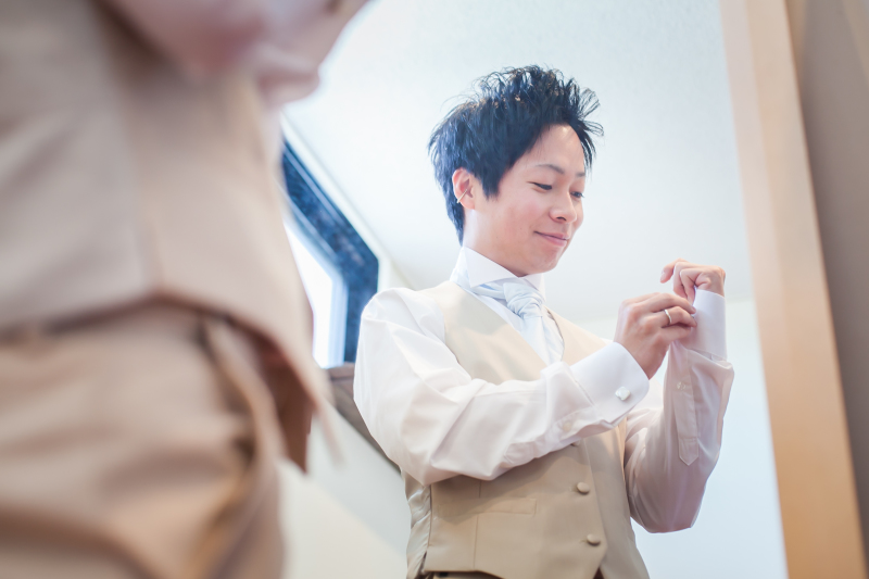 新郎さまのお支度の様子☆