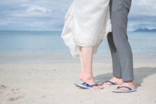 お揃いのサンダル