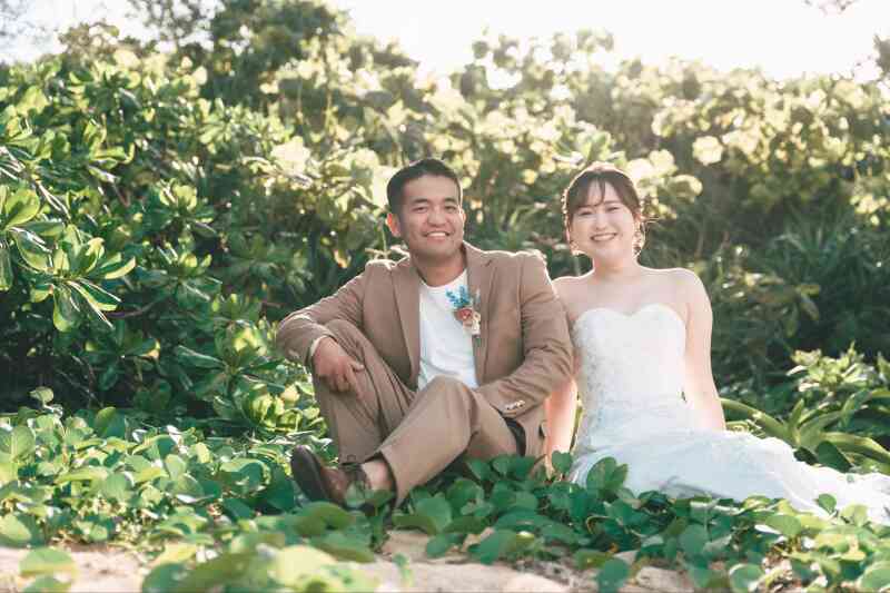 グリーンをバックに