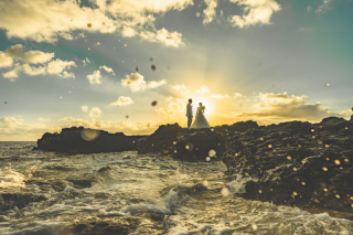 青い海もサンセットも