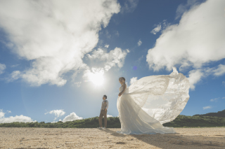 真っ青な空の下で、ビーチ撮影♪