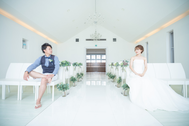 二人っきりの挙式風 天然ビーチ&チャペル撮影