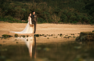 冬のビーチ、サンセット撮影