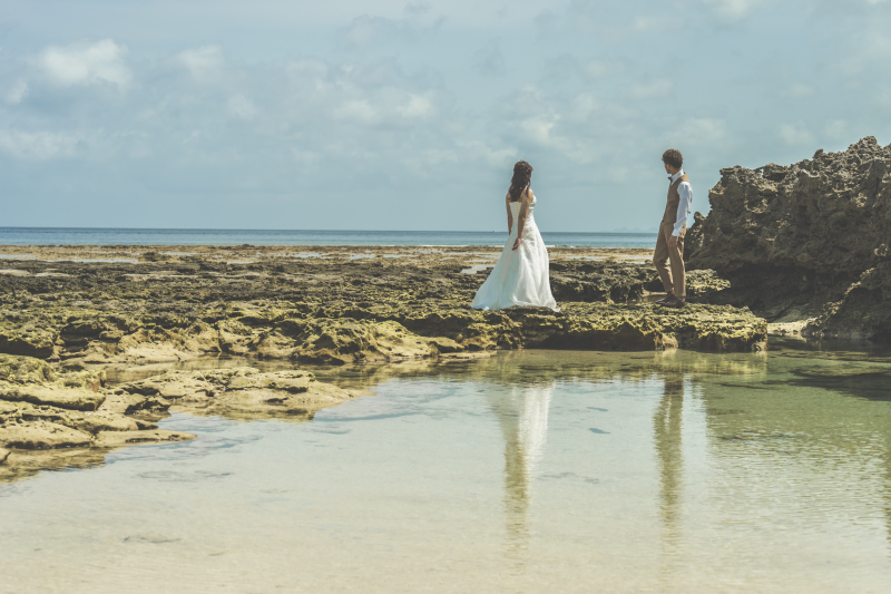 水面に映るおふたり