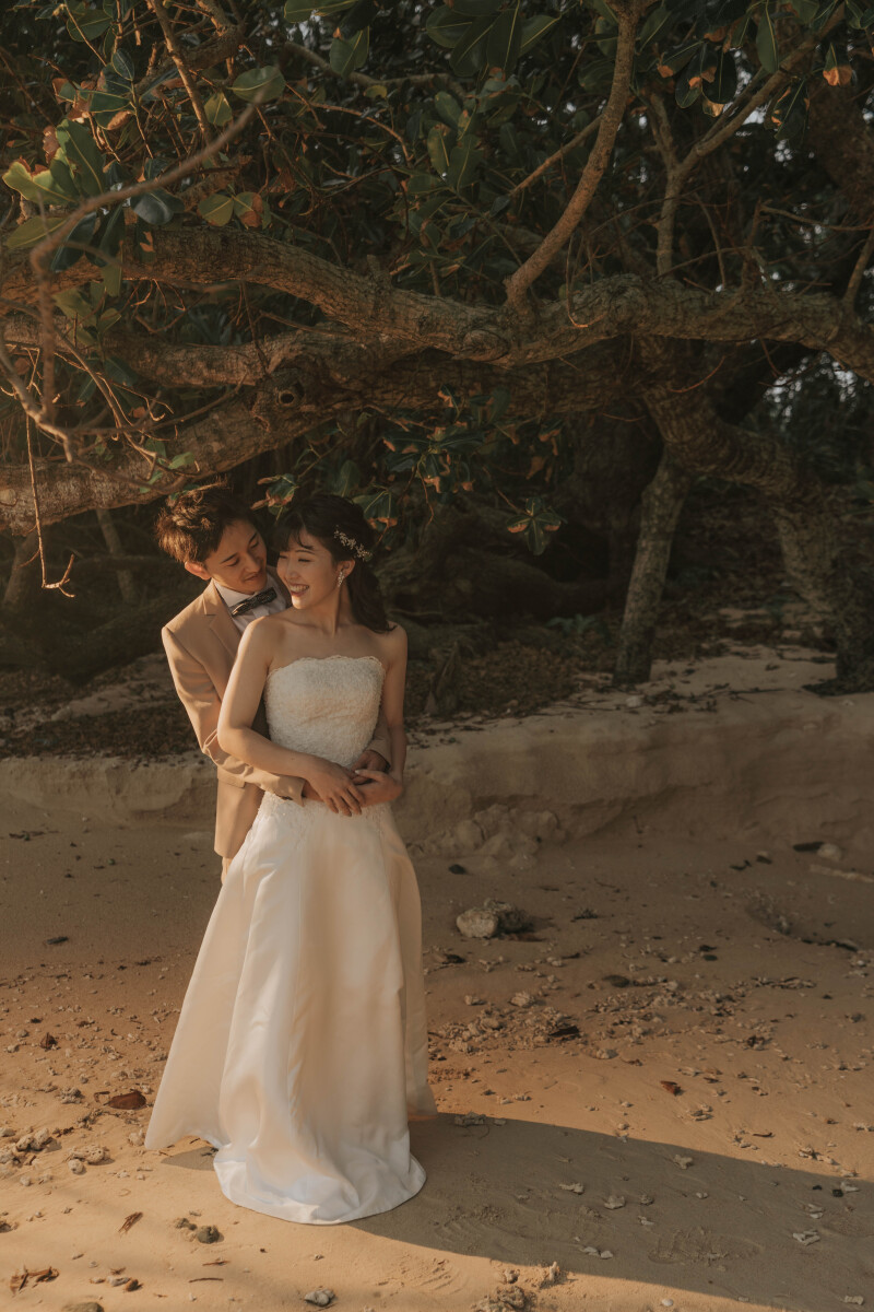 西日に照らされて