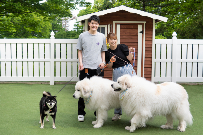 看板犬と一緒に
