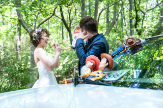 トイストーリー、愛車、キャッチボール、ロケ。これが私たちのウェディング