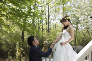 新緑のガーデンを二人占め