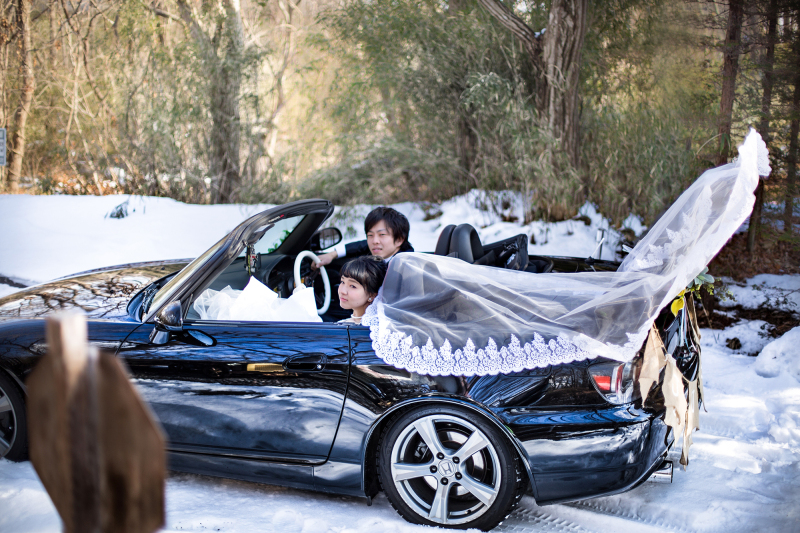 雪のカーウェディング♡ジブンたちらしく撮影